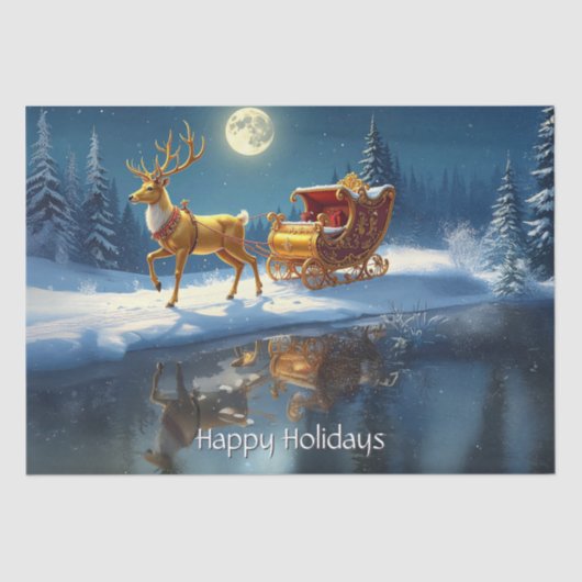 Reindeer Christmas Sleigh Holiday Tissuepapier (Voorkant)