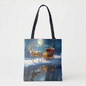 Reindeer Christmas Sleigh Holiday Tote Bag (Voorkant)