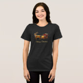 Reindeer Christmas Sleigh Holiday Women's Tri-Blend Shirt (Voorkant volledig)