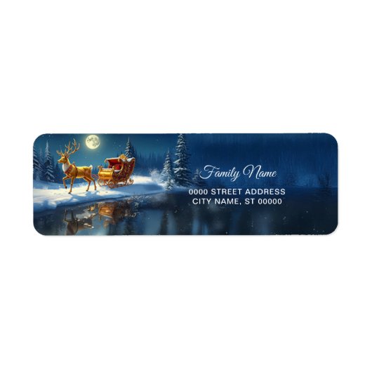 Reindeer Christmas Sleigh Return Address Label (Voorkant)