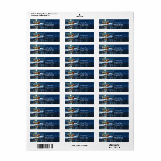 Reindeer Christmas Sleigh Return Address Label (Full Sheet)