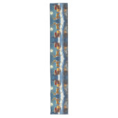 Reindeer Christmas Sleigh Table Runner Lange Tafelloper (Voorkant)