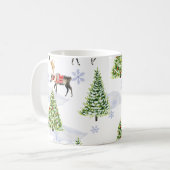 Reindeer Christmas Tree Pattern Koffiemok (Voorkant links)