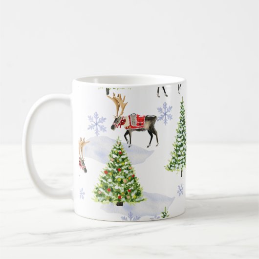 Reindeer Christmas Tree Pattern Koffiemok (Links)
