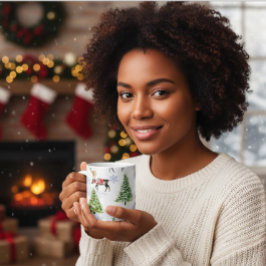 Reindeer Christmas Tree Pattern Koffiemok