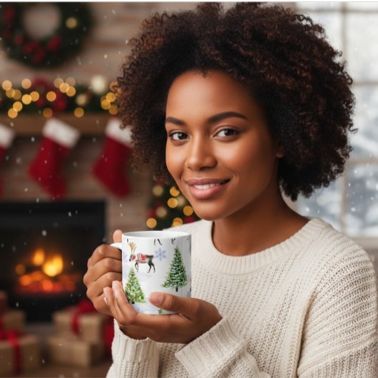 Reindeer Christmas Tree Pattern Koffiemok