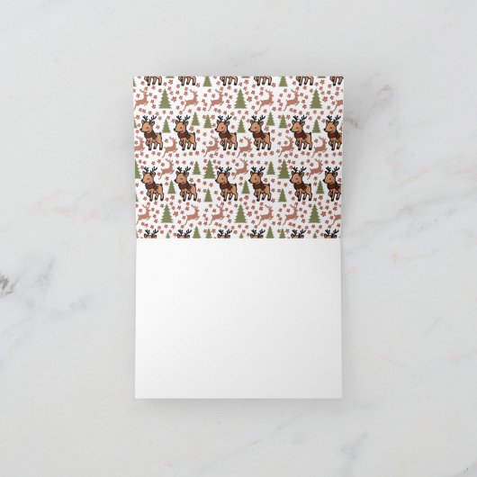 Reindeer cute floral mug bedankkaart (Binnen)