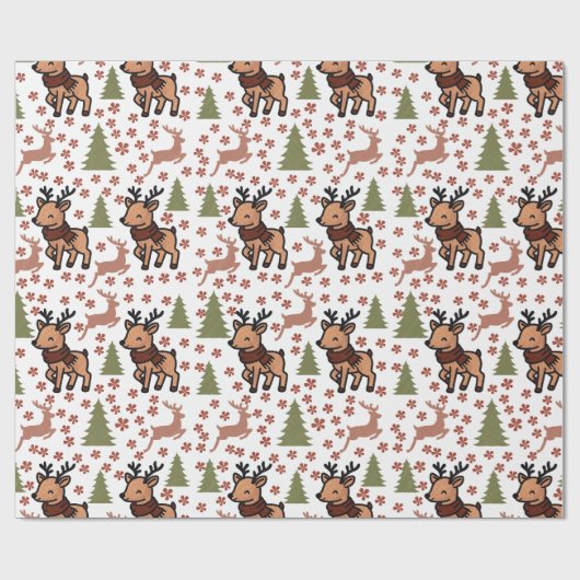 Reindeer cute floral mug cadeaupapier (Vlak)