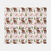 Reindeer cute floral mug fleece deken (Voorkant (Horizontaal))