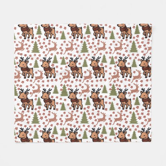 Reindeer cute floral mug fleece deken (Voorkant (Horizontaal))