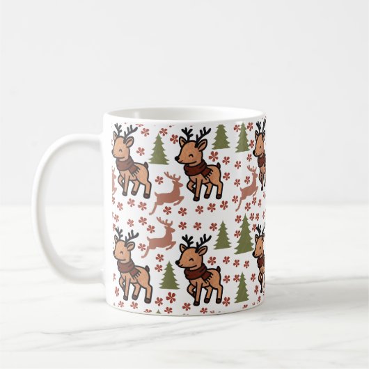 Reindeer cute floral mug koffiemok (Links)