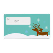 Reindeer Dachshund Holiday Gift Label Sticky Label (Voorkant)