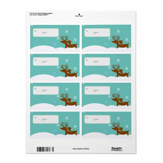 Reindeer Dachshund Holiday Gift Label Sticky Label (Full Sheet)