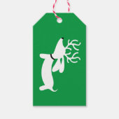 Reindeer Dachshund-kerstcadeau Label op groen Cadeaulabel (Voorkant)