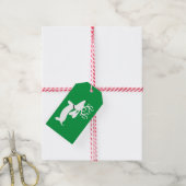 Reindeer Dachshund-kerstcadeau Label op groen Cadeaulabel (Met Touw)