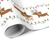 Reindeer Dachshund-kerstcadeaupapier Cadeaupapier (Rol Hoek)