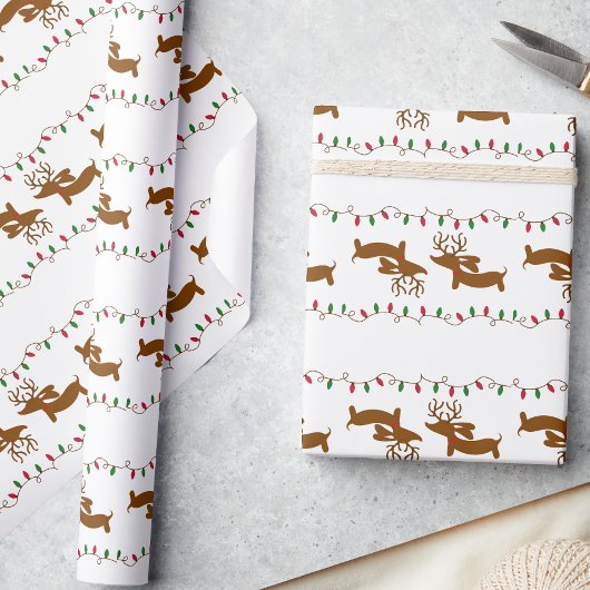 Reindeer Dachshund-kerstcadeaupapier Cadeaupapier