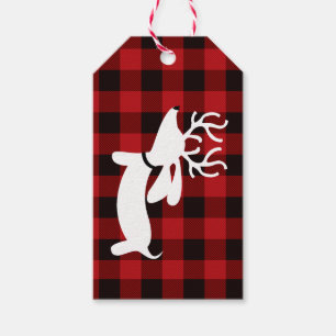 Reindeer Dachshund-kerstcadeautje Label op Pset Cadeaulabel
