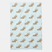 Reindeer Dachshund-kerstgroene dish-handdoek Theedoek (Verticaal)