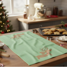 Reindeer Dachshund-kerstgroene dish-handdoek Theedoek