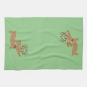 Reindeer Dachshund-kerstgroene dish-handdoek Theedoek (Horizontaal)