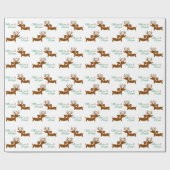 Reindeer Dachshund Merry & Bright Cadeaupapier (Vlak)