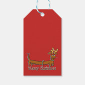 Reindeer Dachshund Merry Kerstmis Cadeaulabel (Voorkant)