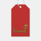 Reindeer Dachshund Merry Kerstmis Cadeaulabel (Achterkant)