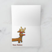 Reindeer Dachshund Merry Kerstmis Feestdagen Kaart (Binnen)
