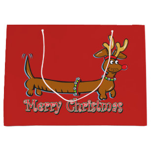 Reindeer Dachshund Merry Kerstmis Groot Cadeauzakje