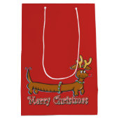 Reindeer Dachshund Merry Kerstmis Medium Cadeauzakje (Achterkant)