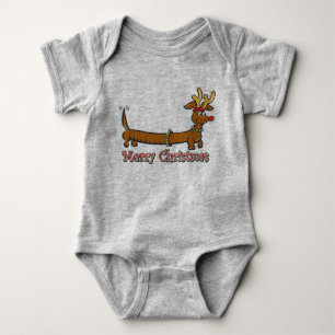 Reindeer Dachshund Merry Kerstmis Romper