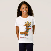 Reindeer Dachshund Merry Kerstmis T-shirt (Voorkant volledig)