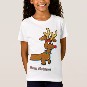 Reindeer Dachshund Merry Kerstmis T-shirt