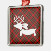 Reindeer Dachshund op rood gelid Metalen Ornament (Links)
