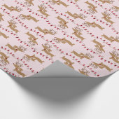 Reindeer Dachshund Red en Roze Weender Gift Wrap Cadeaupapier (Hoek)