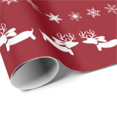 Reindeer Dachshund Snowflakes Gift Wrapping Cadeaupapier (Rol Hoek)