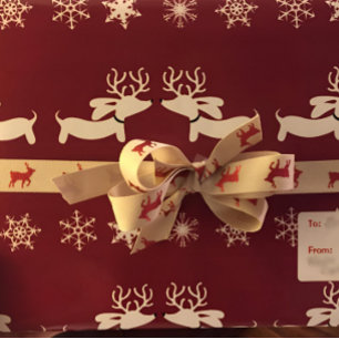 Reindeer Dachshund Snowflakes Gift Wrapping Cadeaupapier
