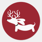 Reindeer Dachshund Wiener Dog Envelope Seal Ronde Sticker (Voorkant)