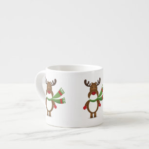 Reindeer die een Green Scarf Espresso Mok heeft