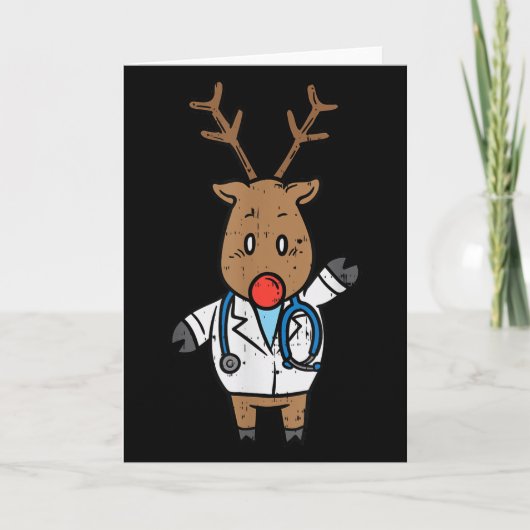 Reindeer Doctor Nurse Stethoscope Medical Christma Kaart (Voorkant)
