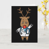 Reindeer Doctor Nurse Stethoscope Medical Christma Kaart (Gele Bloem)