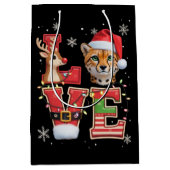 Reindeer ELF Santa Hat Love Cheetah Animal Xmas  Medium Cadeauzakje (Voorkant)