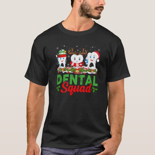 Reindeer Elf Santa Hat Teeth Dental Squad Dentist  T-shirt (Voorkant)