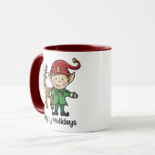 Reindeer en Elf Prettige feestdagen Mok (Voorkant links)