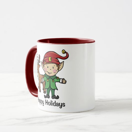 Reindeer en Elf Prettige feestdagen Mok (Voorkant links)