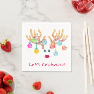 Reindeer en OrnamPaper Napkins Servet
