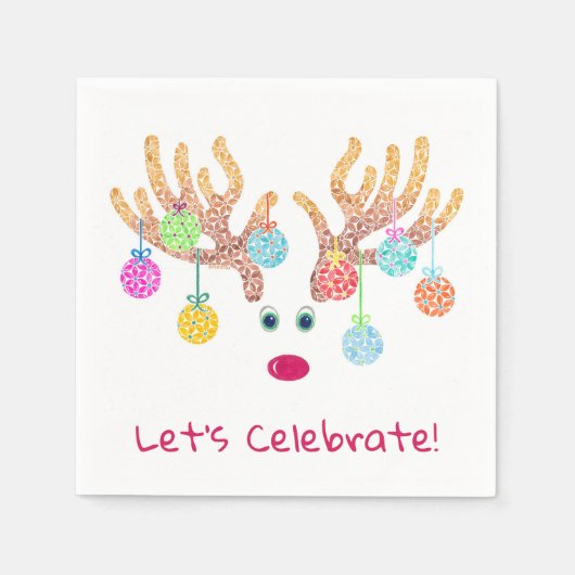 Reindeer en OrnamPaper Napkins Servet (Voorkant)