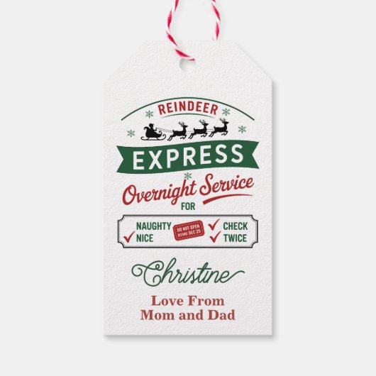 Reindeer Express Overnight Delivery Cadeaulabel (Achterkant)