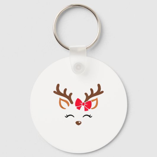 Reindeer Face Gles Christmas Costume Xmas Pajama G Sleutelhanger (Voorkant)